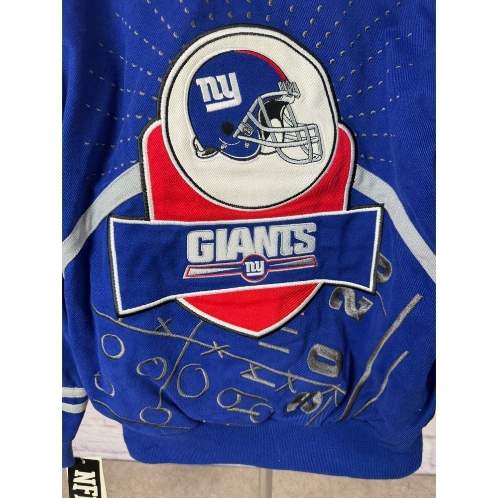 VTG Reebok NFL New York‎ Giants Blue Red Embroidered Bomber Jacket Mens 5XL NWOT - Picture 11 of 14